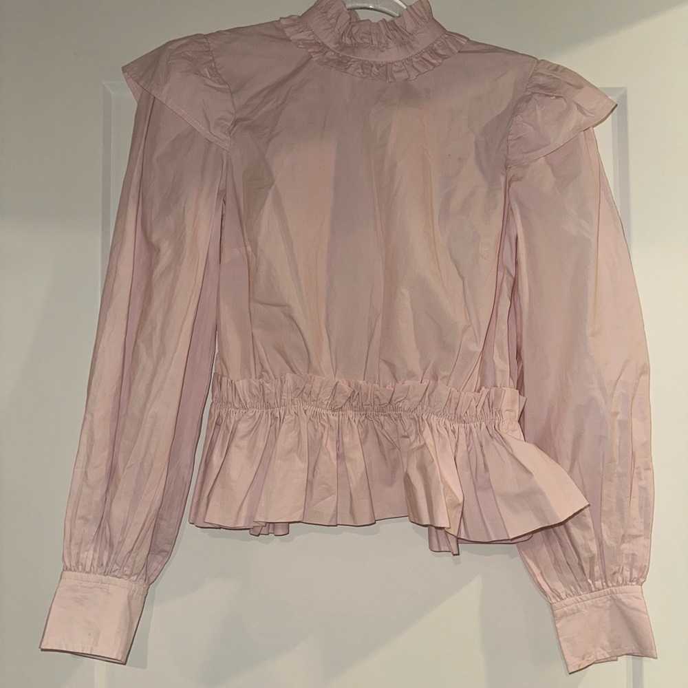 Ganni Light Pink Ruffled Blouse - Picture 1 of 2